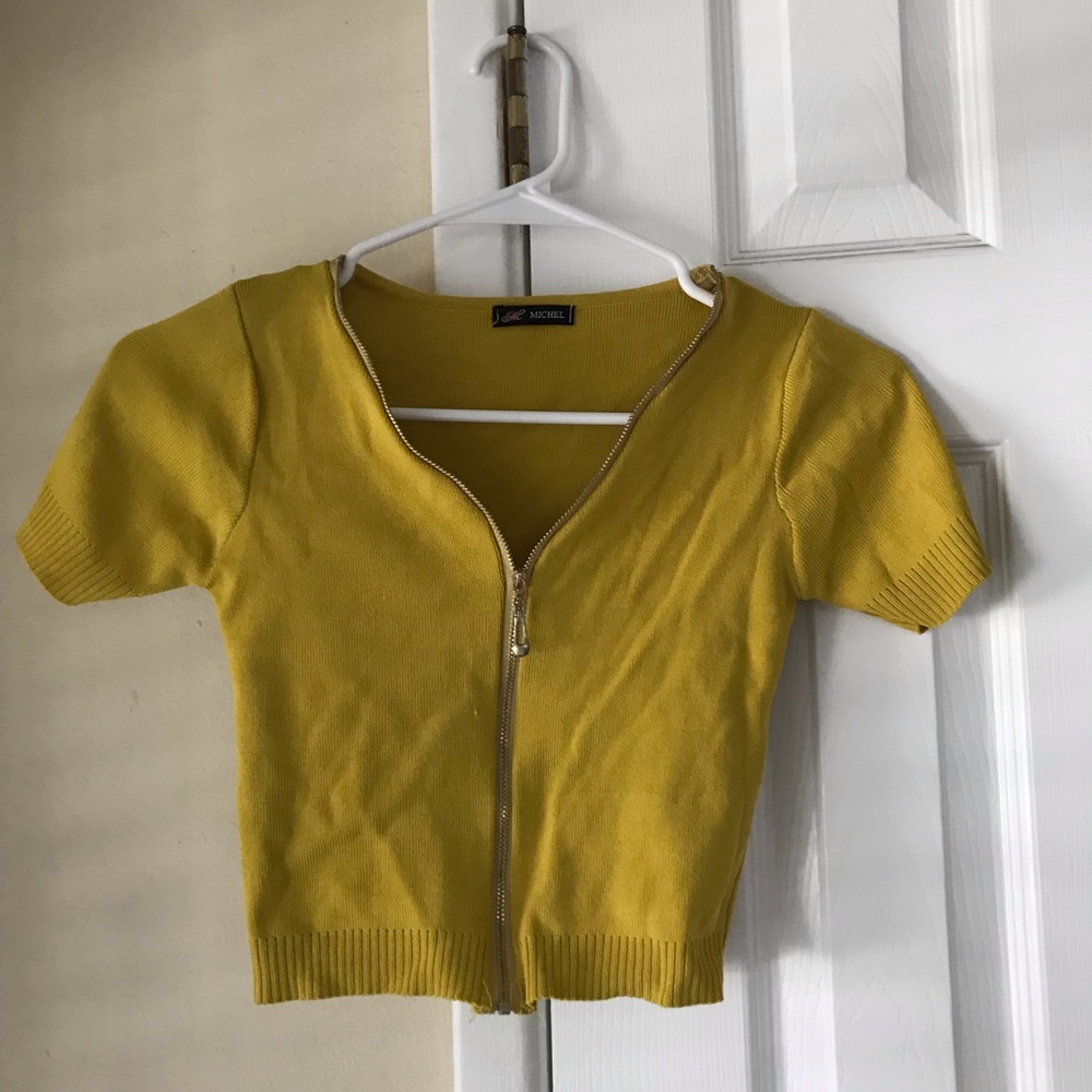 Vintage yellow mustard crop top